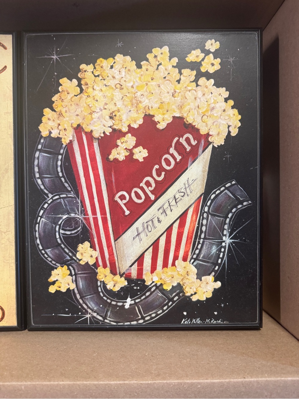 Popcorn hard Canvas Wall Art - Red, White, Yellow